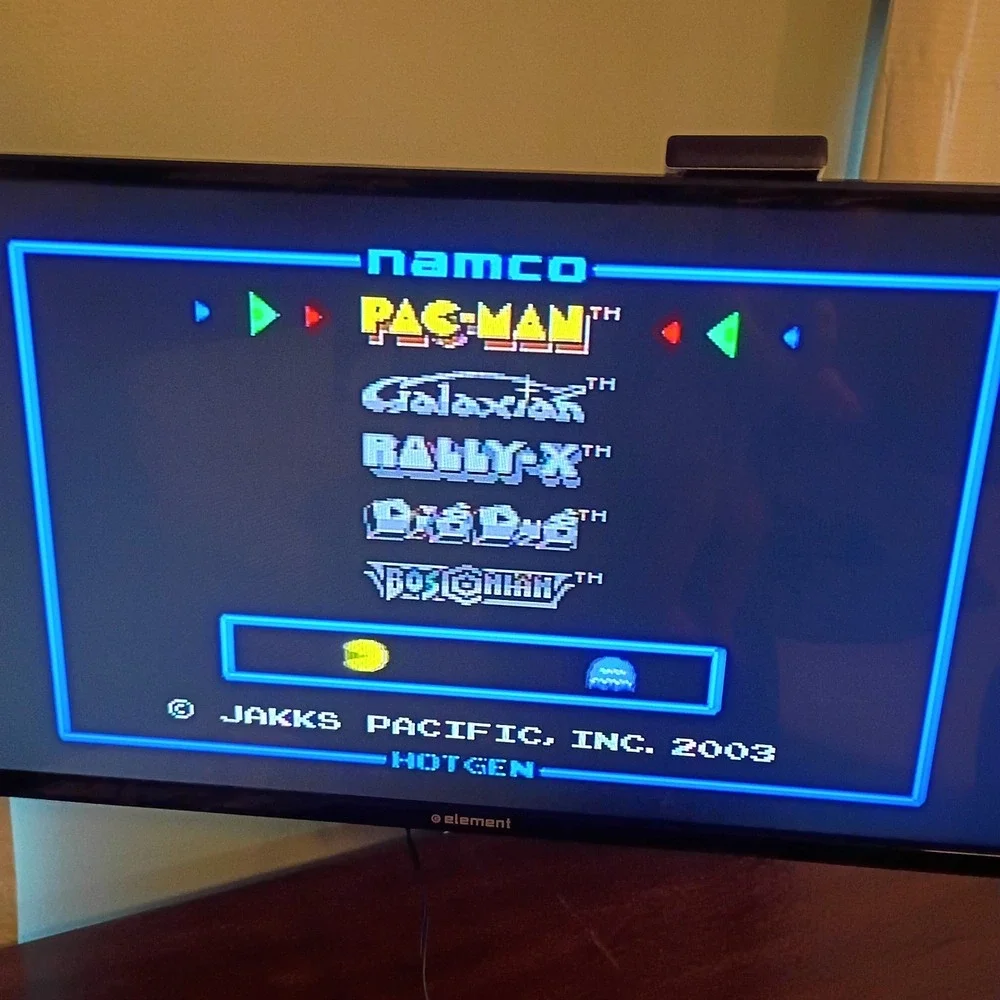 Namco Pac-Man 5-in-1 TV Plug N Play Game Jakks Pacific Arcade 2003 TESTED